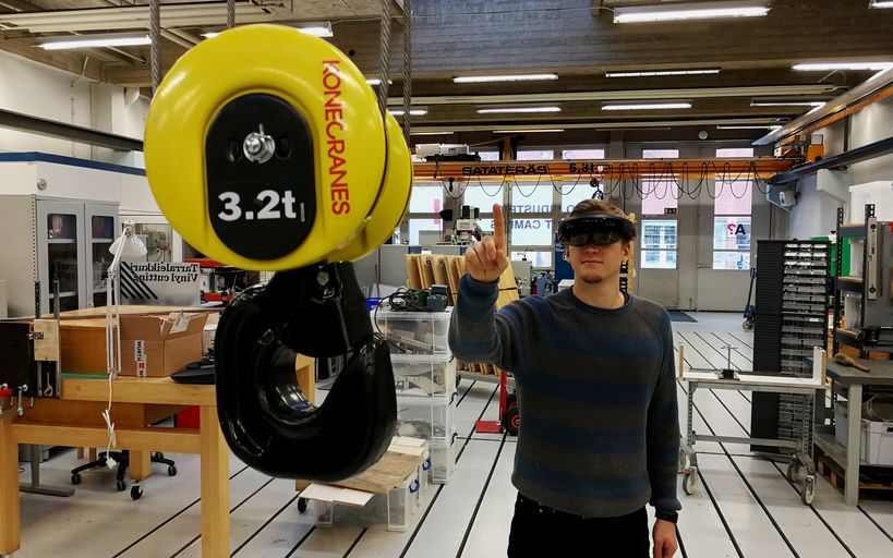 Controlling an overhead crane with augmented reality headset