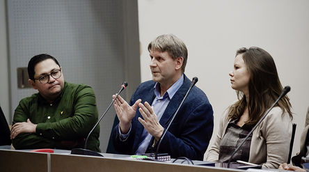 Bassam el Baroni, Jouko Lampinen and Emmi Pouta at U-Create seminar. Photo: Alisa Javits
