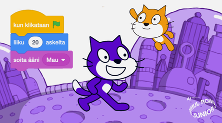 Lohko-ohjelmointia sekä kaksi eläinhahmoa