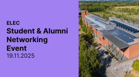 Information about the event, featuring School of Electrical Engineering colours and a photo of the school.