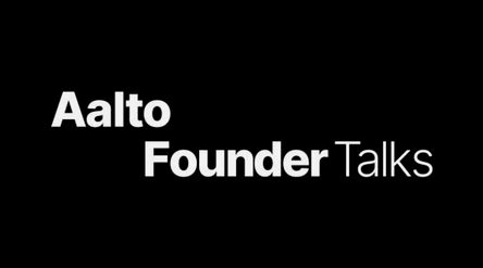 Black background, white text. Aalto founder talks.