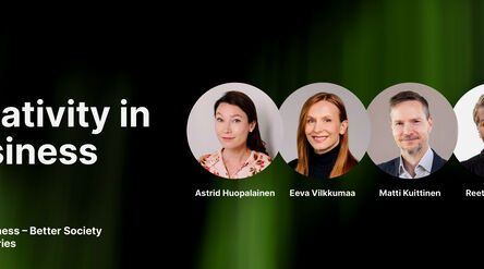 Aalto University School of Business seminar titled 'Creativity in Business'.