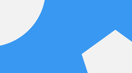 Abstract image with blue background and white geometric shapes, including a circle and a pentagon.