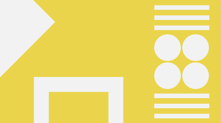 Keltainen tausta, jossa valkoisia ympyröitä ja suorakulmioita kuviona.