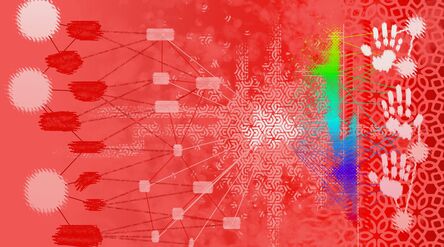 Väitöskirjan kansikuva esittää abstraktia taideteosta, joka symboloi tekoälyavusteista suunnitteluprosessia.