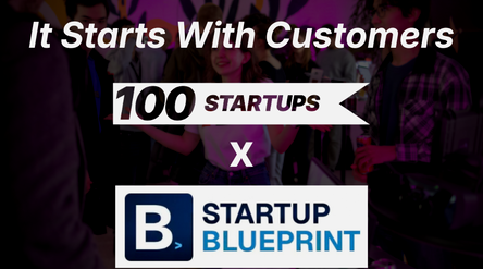 Promotional image for the 100STARTUPS event with Startup Blueprint