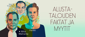 Alustatalouden faktat ja myytit -podcastissa kansalaisaktivismia ja alustataloutta pohtimassa Aalto-yliopiston professori Robin Gustafsson, Palkansaajien tutkimuslaitoksen Mika Maliranta ja Greenpeacen Sini Harkki. 