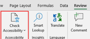 MS Accessibility Checker in navigation bar