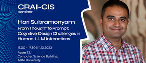 hari seminar banner with details of his talk
