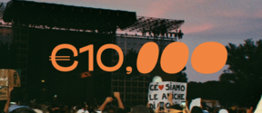 Illustrative image of a large crowd, with the text €10,000 in the foreground..