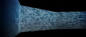 Three screen forming a long immersive video experience, water themed
