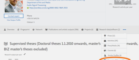 Maisteritason opinnäytteet näkyvät valvojan profiilissa