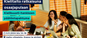 Kielitaito ratkaisuna osaajapulaan 5.11.2024 klo 14-16, Aalto-yliopisto ja striimi