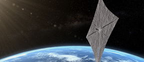 Large solar sail deployed around the Earth.