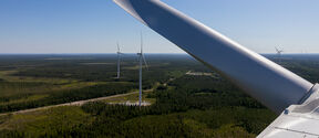 Photo from the top of the nacel of a wind turbine.