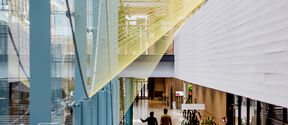 Aalto campus photo with art