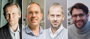 Four blurred portraits of men in different shirts and jumpers, shown side by side