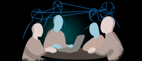 TeamTwins acts as a kind of digital mirror or twin that helps you reflect on your own traits, attitudes, and ways of working in relation to teammates and partners. Illustration: Matti Ahlgren, Aalto University.