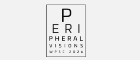 Minimal black text logo reading Peripheral Visions WPSC 2026 inside a thin black square on white