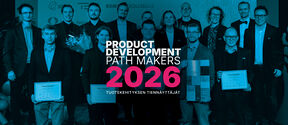 Product Development Path Makers 2026 logo with photo of the 2025 winners in the award gala.