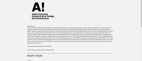 Research Catalogue webpage showing Aalto University arts portal with logo, intro text and list of recent issues.
