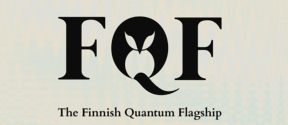 Logo, musta FQF muodostaa tyylitellyn ketun, teksti: The Finnish Quantum Flagship