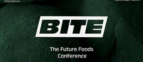 Dark green conference poster with bold BITE logo and text The Future Foods Conference, Nov 12 2026