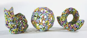 3D printed models of DNA nanostructures synthesised in the research. Picture: Erik Benson.