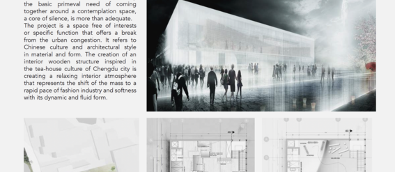 Architectural project by Amir Hossein Teymourtash featuring a modern building, site plan, and floor plans.