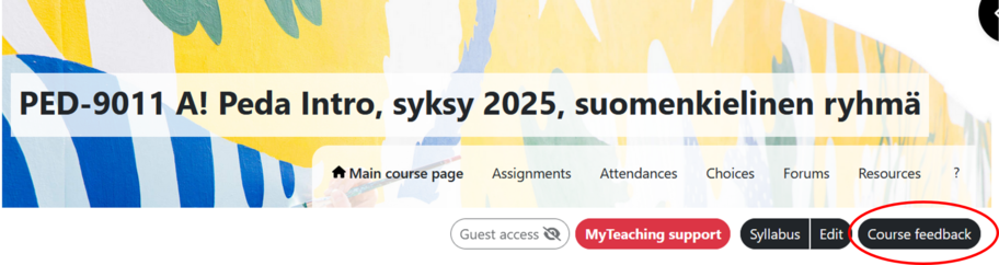 Course feedback in a course workspace