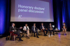 l-r: Jon Crowcroft, Lea Kauppi, John Shawe-Taylor, Ichiro Terasaki and Tuija Pulkkinen