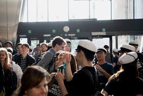 Students coming inside