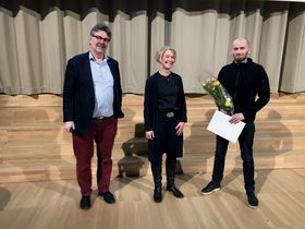 Annual Review, Dean Tuomas Auvinen, HR Coordinator Hanna Nurmela, Professor Perttu Hämäläinen. Photo: Enni Grundström