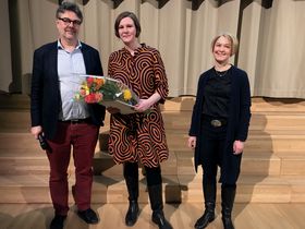Annual Review, Dean Tuomas Auvinen, Professor Julia Lohmann, HR Coordinator Hanna Nurmela. Photo: Enni Grundström