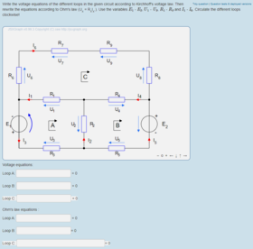 Esimerkkikuva sähkötekniikan piirianalyysin tehtävästä.