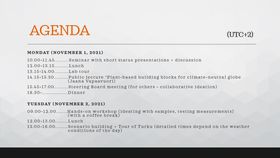 Agenda for the second iterative workshop of the 'Beyond e-Textiles' project. Image by Aalto University, Giulnara Launonen