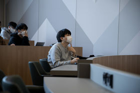 UNIST student carefully listening to a lecture.