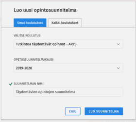 Opintosuunnitelman luominen