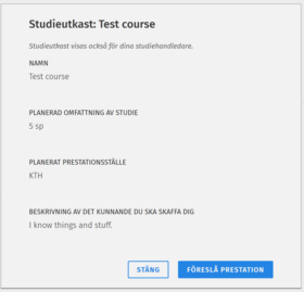 Ansök om inkluderande eller personlig prestation via ett studieutkast