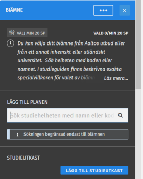 Studievalshjälparens sökfunktion
