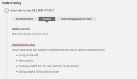 Obligatoriska krav för undervisningen