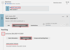 Checking the registration period in the course information sheet