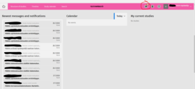 Messages on the frontpage and the location of the speech bubble icon.