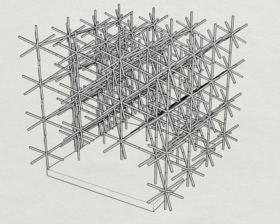 3D model of large structure consisting of individual snowflake modules