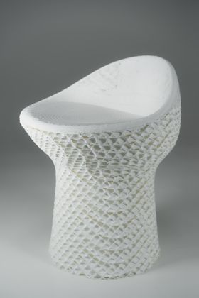 3D printed, organically shaped, white chair