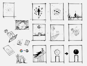 Sketches for how the story in the video evolves