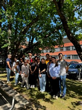 People standing next to the trees