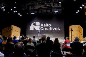 Ari Kivimäki presenting Aalto Creatives