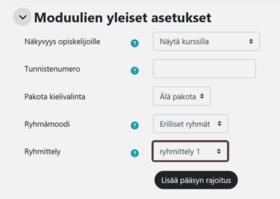 Ilmoituksen asetukset, ryhmät
