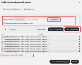 Satunnaiskysymyksen valinta